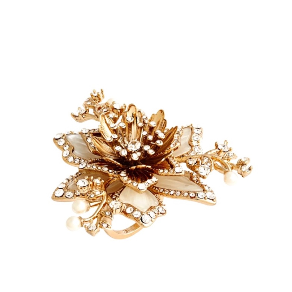 Crystal & Faux Pearl Flower Ring